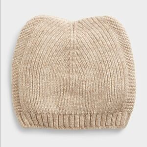 NWT Simons Cat-ear Ribbed Tuque Exclusive Collection From Italy, OS Sand
